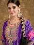 Purple Premium Fiber Chinnon Patiyala Dress 195198 Closure View