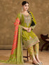 Mehendi Green Premium Fiber Chinnon Patiyala Dress 195199 Closure View