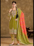 Mehendi Green Premium Fiber Chinnon Patiyala Dress 195199