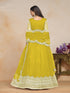 Lemon Yellow Net Anarkali Dress 195208 Closure View