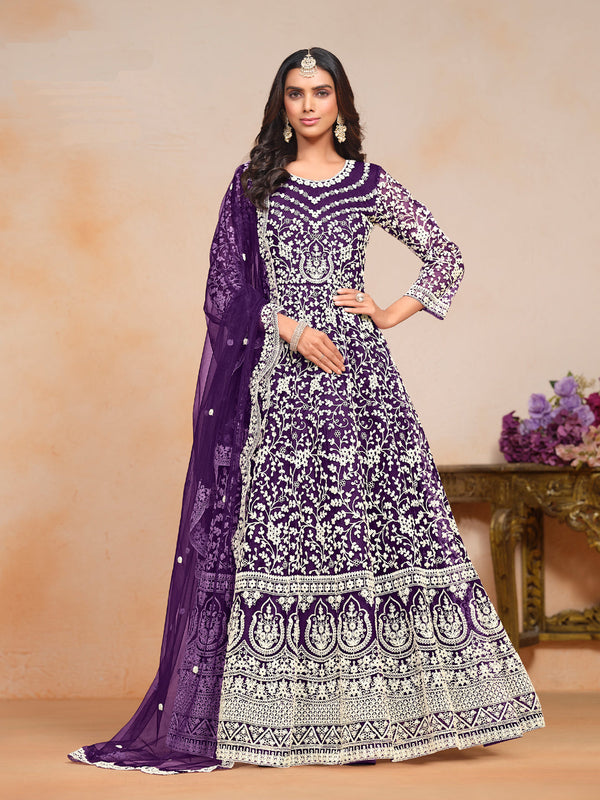 Purple Net Anarkali Dress 195209