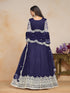Navy Blue Net Anarkali Dress 195210 Closure View