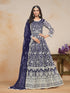 Navy Blue Net Anarkali Dress 195210