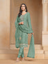 Mint Organza Chiffon Pant Suit 195214 Closure View