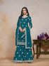 Teal Chinon Sharara Suit 195218 Closure View