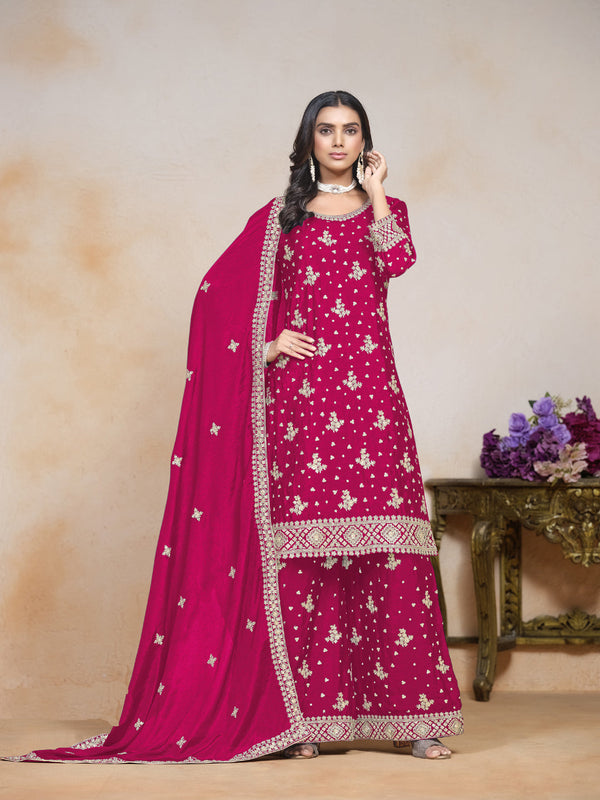 Rani Pink Chinon Sharara Suit 195219