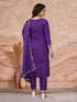Purple Cotton Blend Pant Suit 195249 Back View