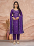 Purple Cotton Blend Pant Suit 195249