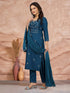 Teal Cotton Blend Pant Suit 195250 Closure View