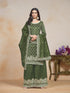 Mehendi Green Gold Crush Palazzo Suit 195301