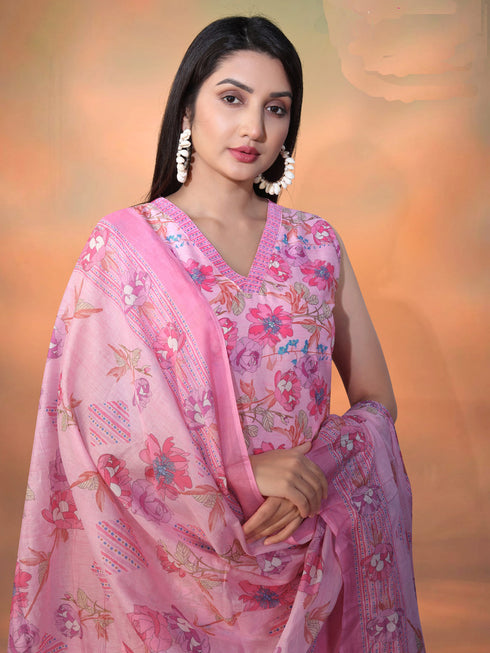 Multi Cambric Cotton Pant Suit 195354 Closure View