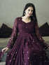 Wine Faux Georgette Anarkali Dress 195399 Closure View