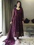 Wine Faux Georgette Anarkali Dress 195399