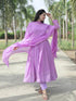 Lavender Faux Georgette Anarkali Dress 195400 Back View