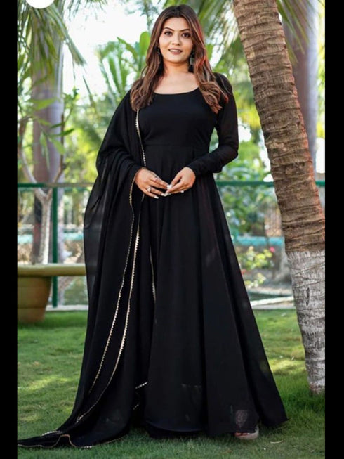 Black Georgette Anarkali Dress 195401
