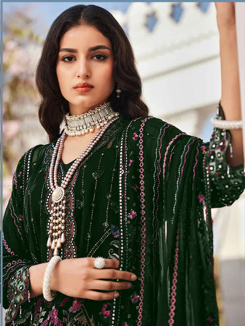 Green Heavy Fox Georgette Pant Suit 195642 Closure View