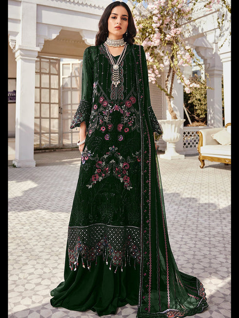 Green Heavy Fox Georgette Pant Suit 195642