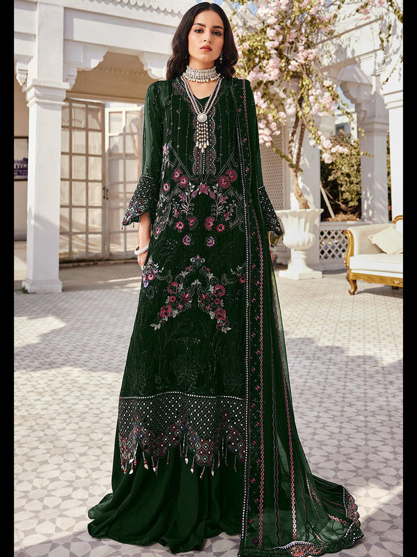 Green Heavy Fox Georgette Pant Suit 195642