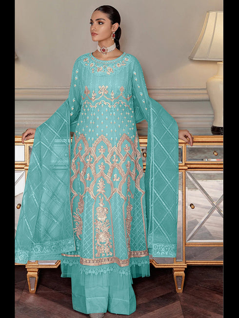 Mint Heavy Butterfly Net Palazzo Suit 195645