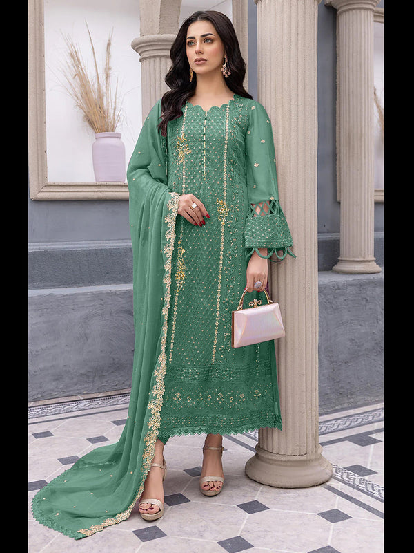 Green Georgette Pant Suit 195648