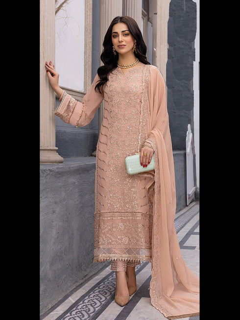 Peach Heavy Fox Georgette Pant Suit 195659