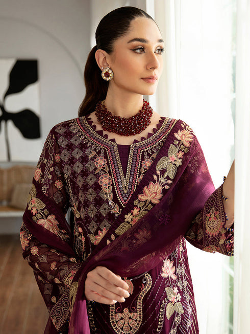 Maroon Heavy Fox Georgette Pant Suit 195663 Closure View