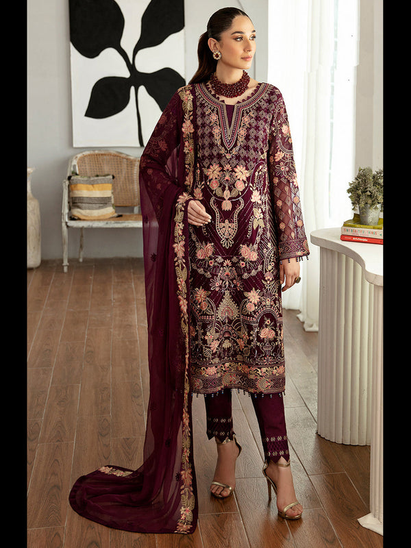 Maroon Heavy Fox Georgette Pant Suit 195663