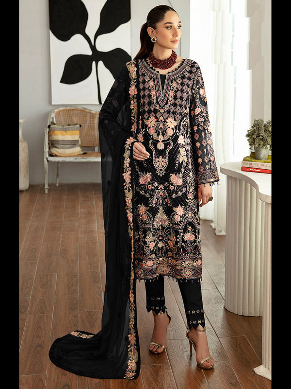 Black Heavy Fox Georgette Pant Suit 195666