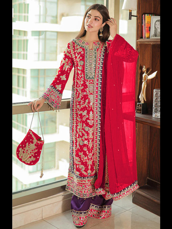 Multi Heavy Chinon Silk Palazzo Suit 195674