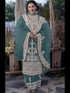 Aqua Green Heavy Fox Georgette Palazzo Suit 195680 Closure View