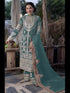 Aqua Green Heavy Fox Georgette Palazzo Suit 195680