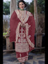 Maroon Heavy Fox Georgette Palazzo Suit 195683 Closure View