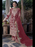 Maroon Heavy Fox Georgette Palazzo Suit 195683
