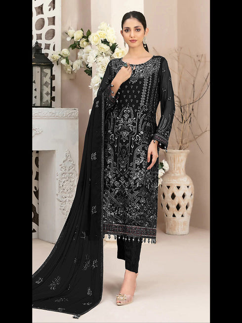 Black Heavy Fox Georgette Pant Suit 195939