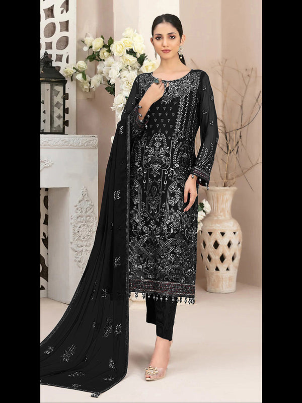 Black Heavy Fox Georgette Pant Suit 195939