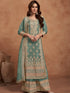 Sea Green Heavy Pv Vichitra Palazzo Suit 195947