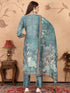 Sky Blue Cotton Slub Pant Suit 195978 Back View