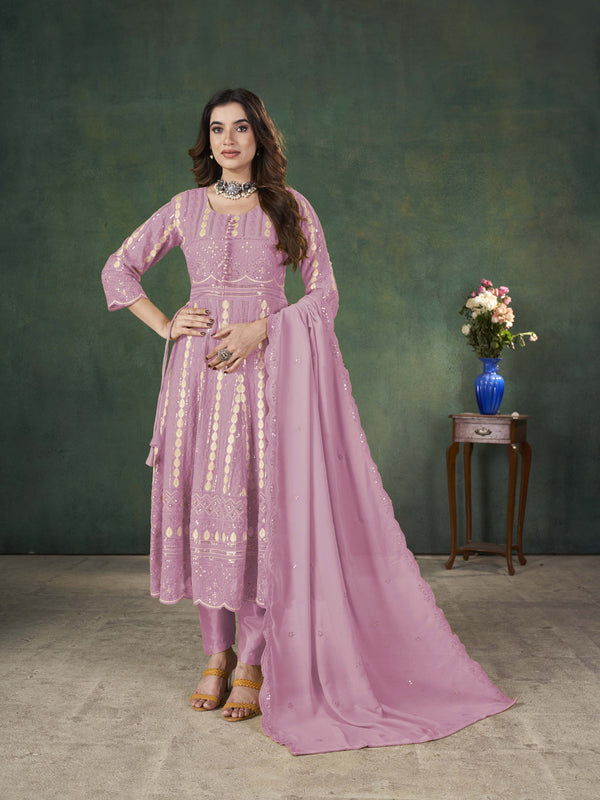 Pink Georgette Pant Suit 195980