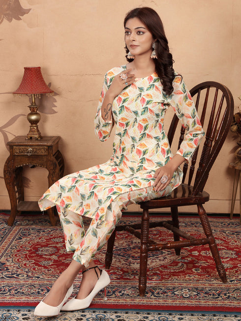 Multi Premium Cotton Pant Suit 195982 Closure View