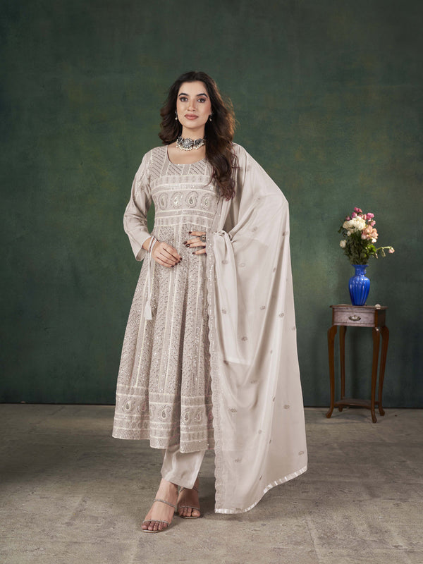 Beige Georgette Pant Suit 195979