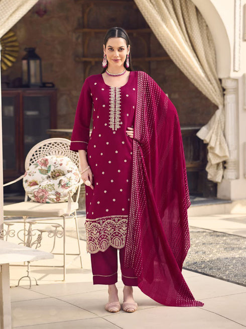 Rani Pink Premium Viscose Roman Silk Pant Suit 198478