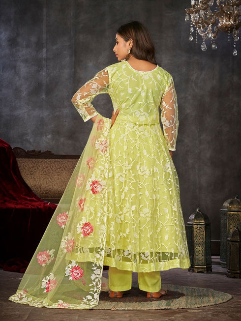 Yellow Net Anarkali Suit 199176 Back View