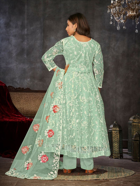 Pista Net Anarkali Suit 199177 Back View
