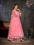 Peach Net Anarkali Suit 199184 Closure View