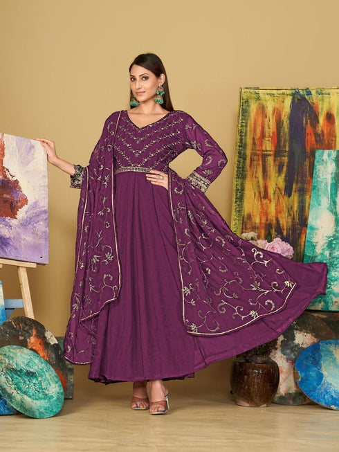 Purple Georgette Anarkali Dress 199190