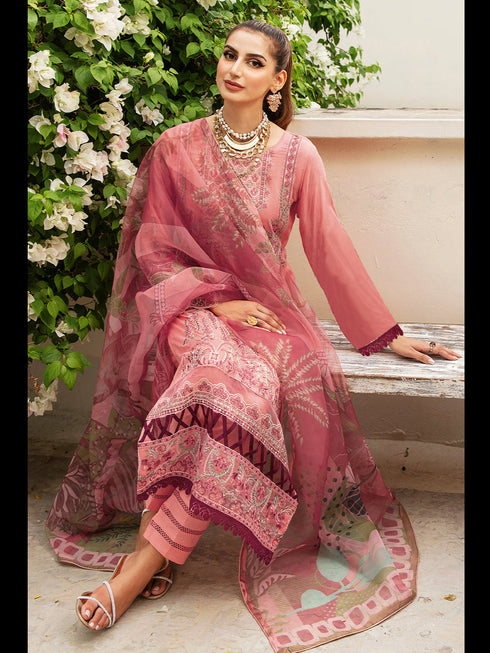 Pink Heavy Rayon Pant Suit 199194 Closure View