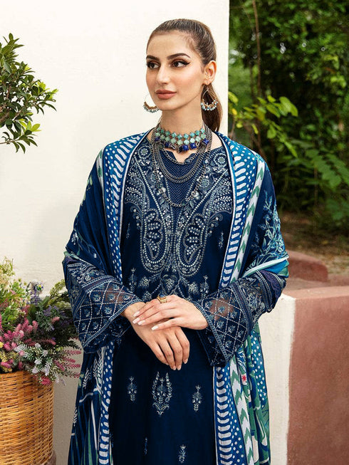 Navy Blue Heavy Rayon Pant Suit 199195 Closure View