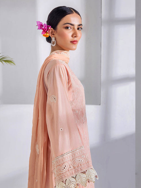 Peach Heavy Cotton Pant Suit 199208 Closure View