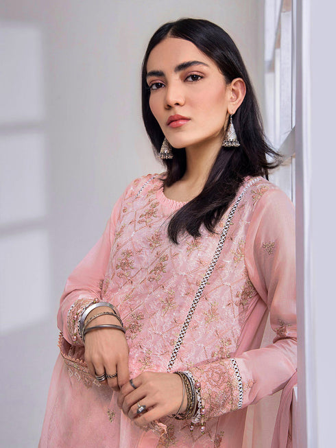 Baby Pink Heavy Cotton Pant Suit 199209 Back View