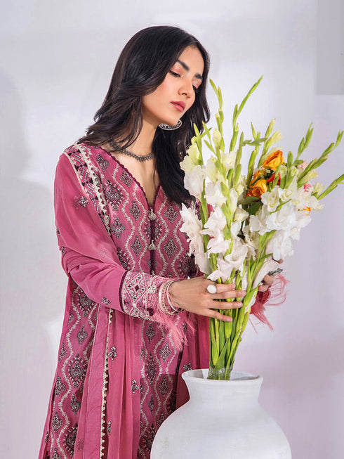 Mauve Heavy Cotton Pant Suit 199210 Closure View